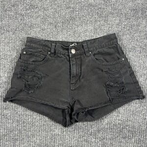 Billabong Denim Shorts Womens 25 Black Distressed Cut‎ Off Raw Hem Summer